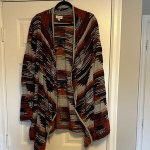 Lucky Brand Aztec Southwestern Open Front Drape Cardigan Sweater